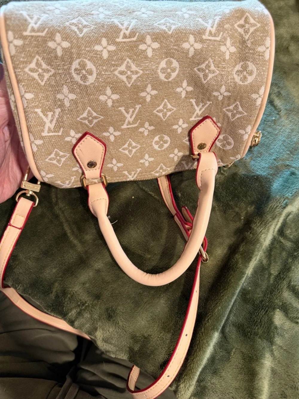Source Unknown Beige Monogram Crossbody Satchel - Picture 7 of 10